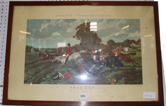 Hunting scene lithograph